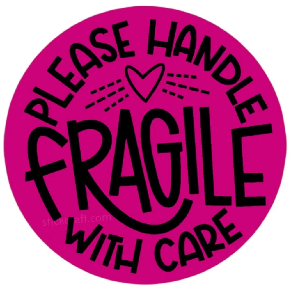 FRAGILE Handle With Care Stickers - 2” Round Shipping Labels